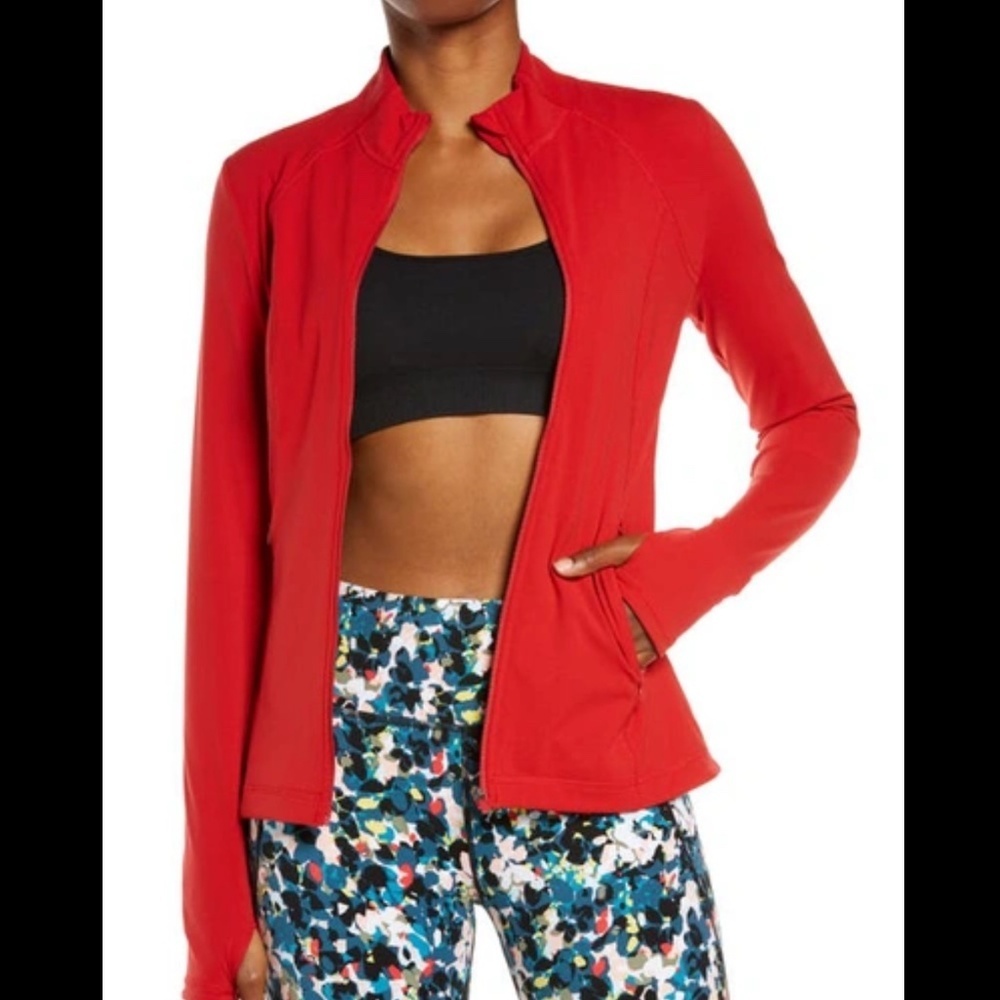Sweaty Betty Power Zip Up Jacket Red Performance Athletic Layer Size Large